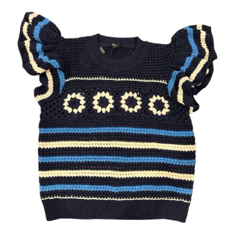 NWT Rails Penelope Crochet Top Sweater Blue Navy  
Striped Size S Flutter Sleeve - Picture 6 of 13
